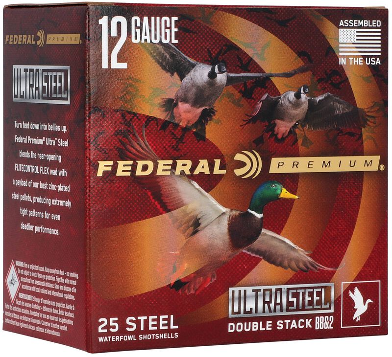 Ultra Steel, 12 Gauge, BB and 2 Shot, 3 in, 1 1/4 oz, 1450 fps