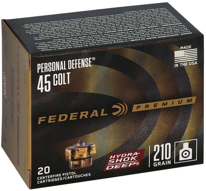 Personal Defense Hydra-Shok Deep, 45 Colt, 210 Grain, Hydra-Shok Deep Jacketed Hollow Point, 913 fps