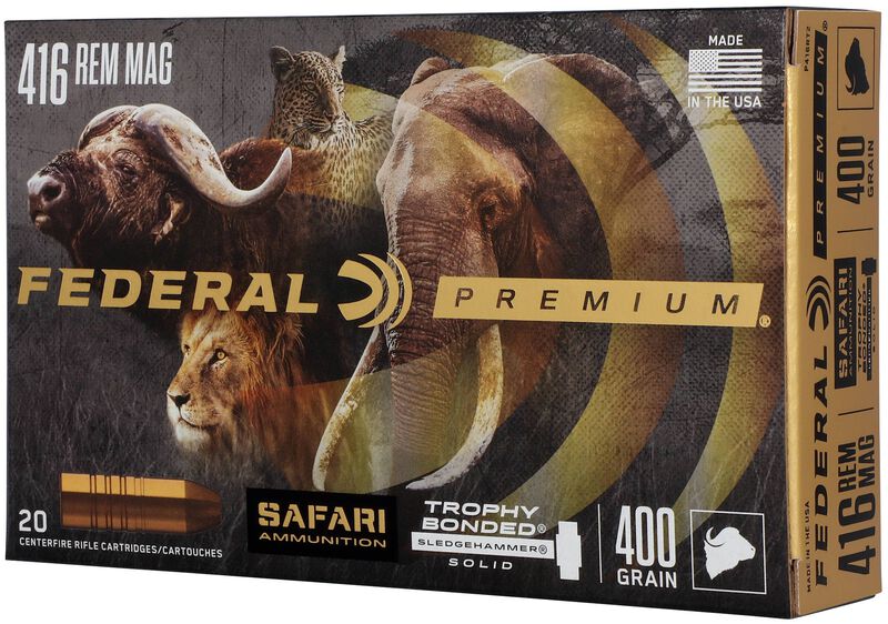 Safari Trophy Bonded Sledgehammer Solid, 416 Rem Magnum, 400 Grain, Trophy Bonded Sledgehammer Solid, 2400 fps