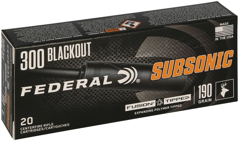 Federal Subsonic, 300 Blackout, 190 Grain, Fusion Tipped, 1000 fps
