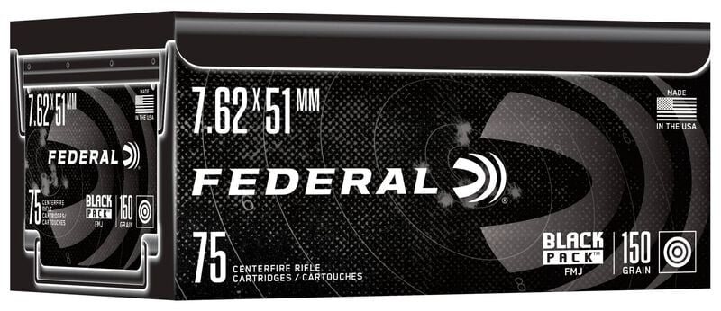 Black Pack Rifle, 7.62x51mm NATO, 150 Grain, Full Metal Jacket, 2790 fps