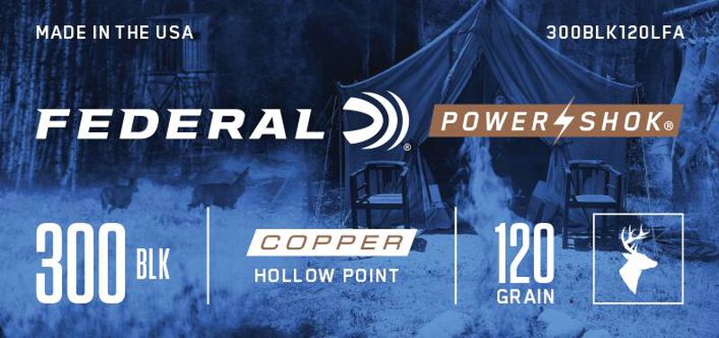 Power-Shok Copper Rifle, 300 Blackout, 120 Grain, Copper HP, 2100 fps