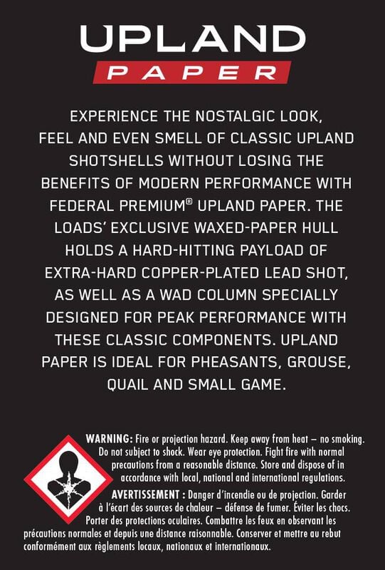 Upland Paper, 20 Gauge, 4 Shot, 2-3/4 in, 1 oz, 1250 fps