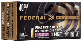 Practice & Defend, 40 S&W, 180 Grain, HST JHP / Syntech TSJ, 1010 fps