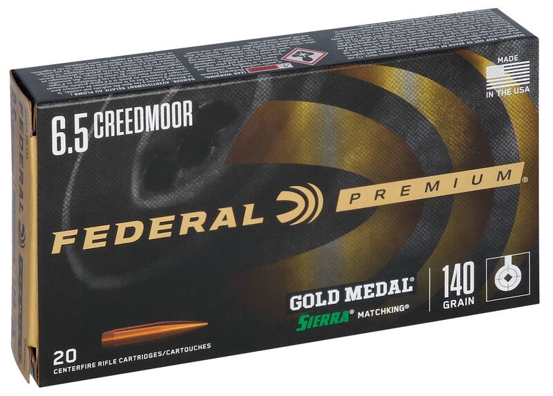 Gold Medal Sierra MatchKing, 6.5 Creedmoor, 140 Grain, Sierra Matchking Boat-Tail Hollow Point, 2675 fps