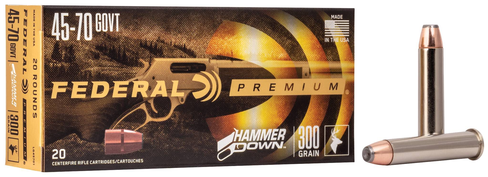 Federal 45-70 300gr HammerDown BSP – Powerful 45-70 Govt Lever Action Hunting Ammo, 1850 fps, 20 Rounds