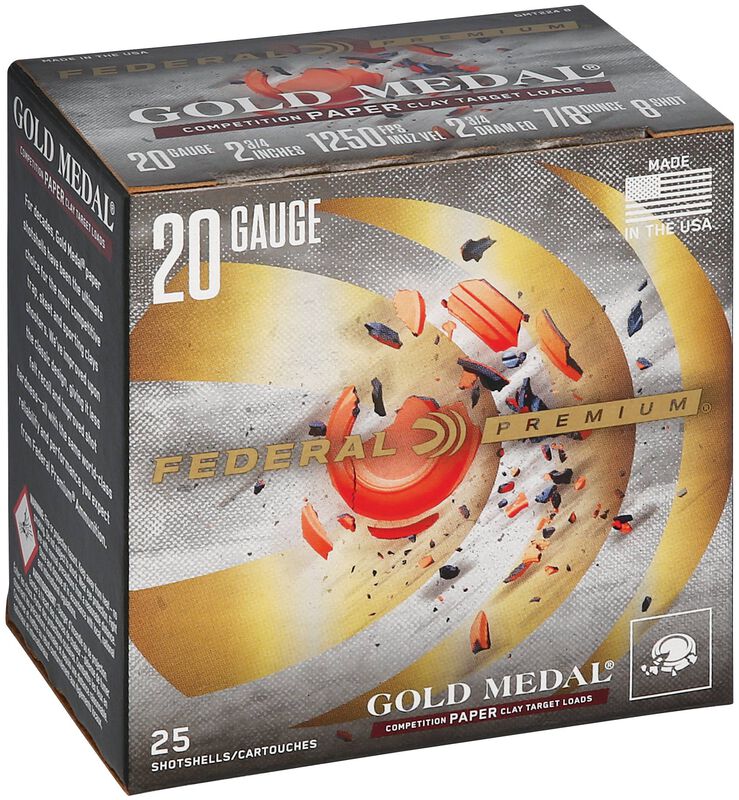Gold Medal Paper, 20 Gauge, 8 Shot, 2-3/4 in, 7/8 oz, 1250 fps