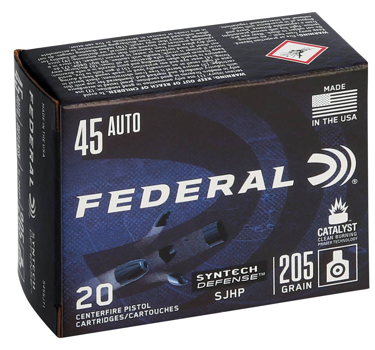45口径　AUTO　薬莢 Federal Premium Syntech Defense 45 Auto 205 Grain Segmented
