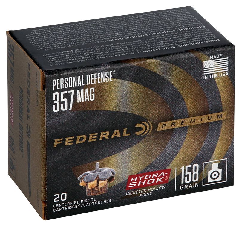 Personal Defense Hydra-Shok, 357 Magnum, 158 Grain, Hydra-Shok Jacketed Hollow Point, 1240 fps