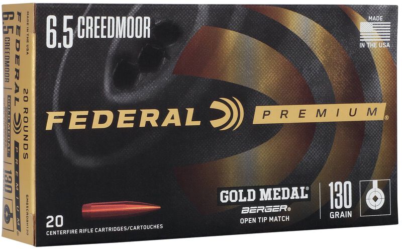 Gold Medal Berger, 6.5 Creedmoor, 130 Grain, Berger AR Hybrid OTM, 2875 fps
