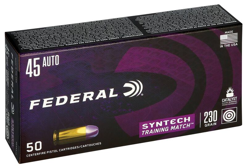 Syntech Training Match, 45 Auto, 230 Grain, Syntech Jacket Flat Nose, 890 fps
