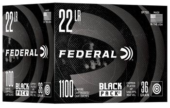 Black Pack Rimfire, 22 LR, 36 Grain, Copper Plated Hollow Point, 1260 fps