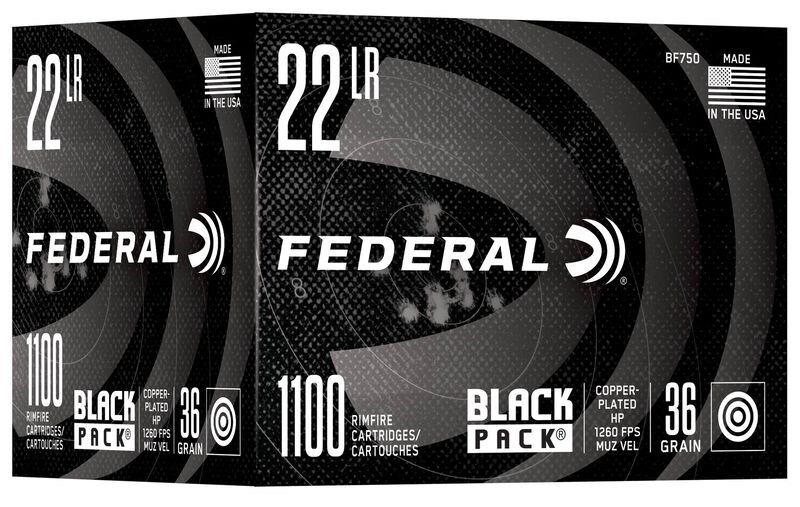 Black Pack Rimfire, 22 LR, 36 Grain, Copper Plated Hollow Point, 1260 fps
