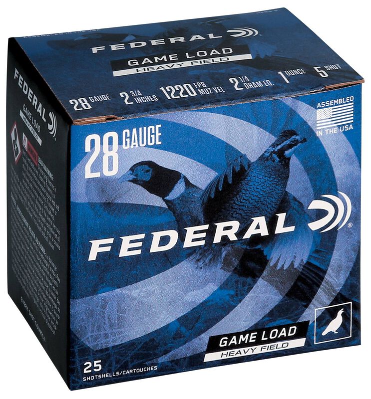 Game Load Upland Heavy Field, 28 Gauge, 5 Shot, 2-3/4 in, 1 oz, 1220 fps