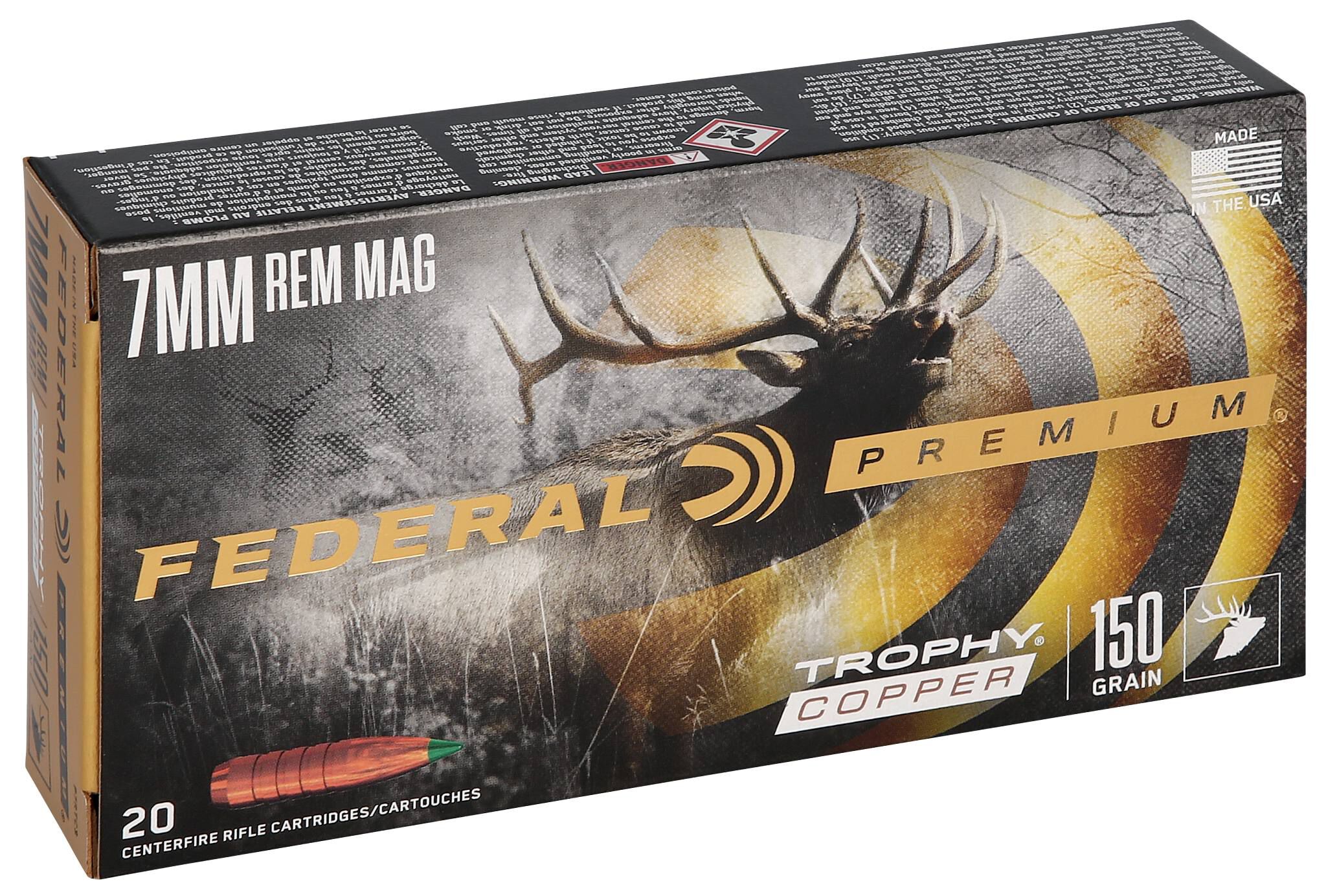 Buy Trophy Copper 7mm Rem Mag Ammo | 150 Grain, 3025 FPS | Federal