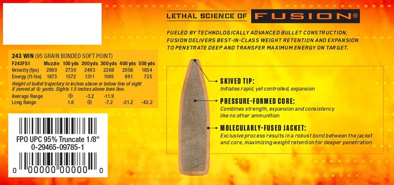 Fusion Rifle, 243 Win, 95 Grain, Fusion Soft Point, 2980 fps