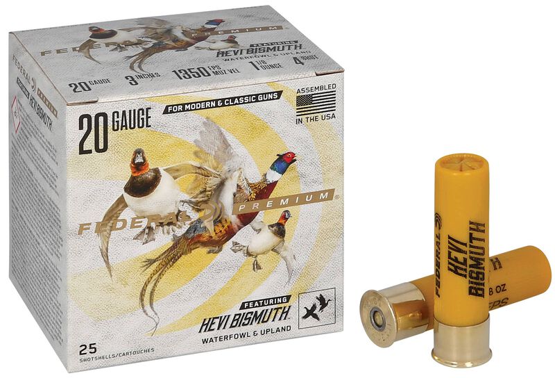 Premium HEVI-Bismuth, 20 Gauge, 4 Shot, 3 in, 1 1/8 oz, 1350 fps