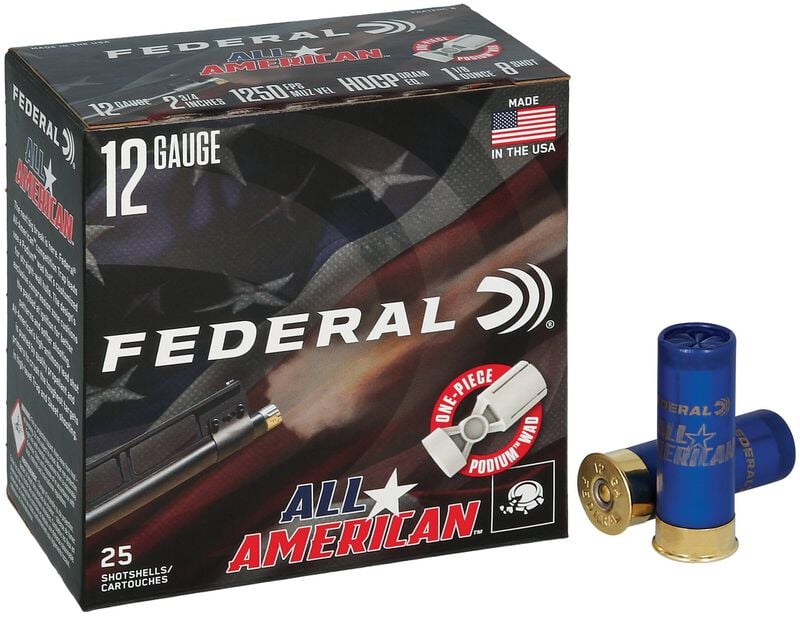 All-American, 12 Gauge, 8 Shot, 2-3/4 in, 1 1/8 oz, 1250 fps