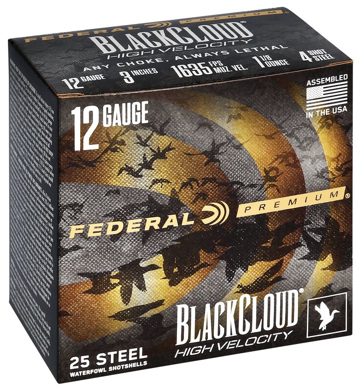 Black Cloud FS Steel High Velocity, 12 Gauge, 4 Shot, 3 in, 1 1/8 oz, 1635 fps