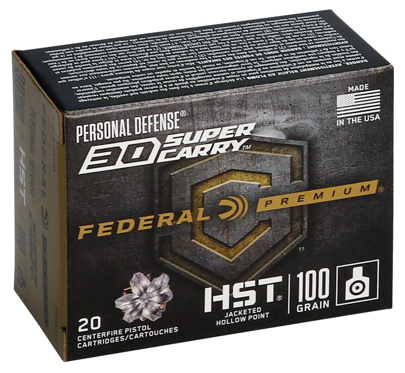 Personal Defense HST, 30 Super Carry, 100 Grain, HST Jacketed Hollow Point, 1250 fps