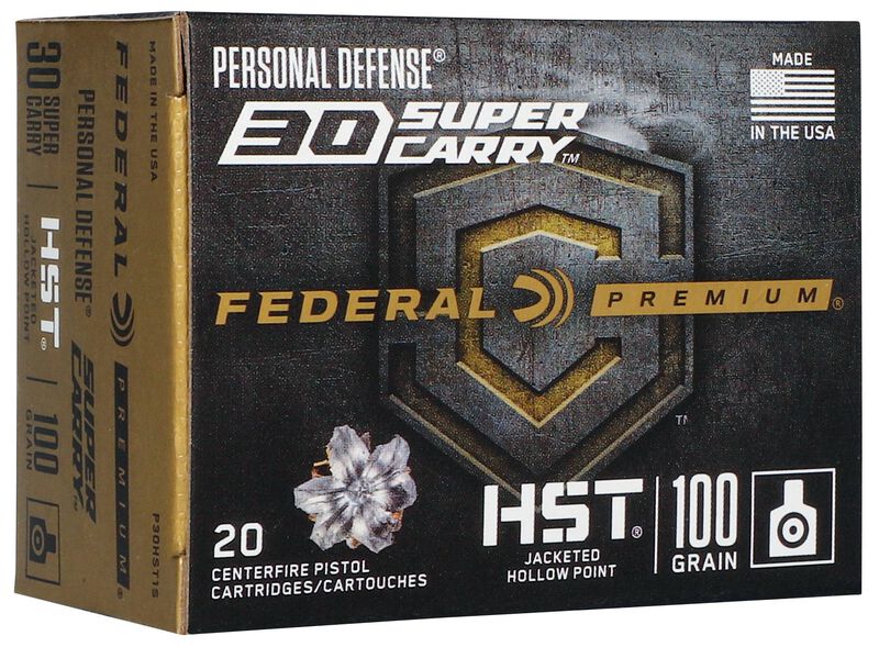Personal Defense HST, 30 Super Carry, 100 Grain, HST Jacketed Hollow Point, 1250 fps