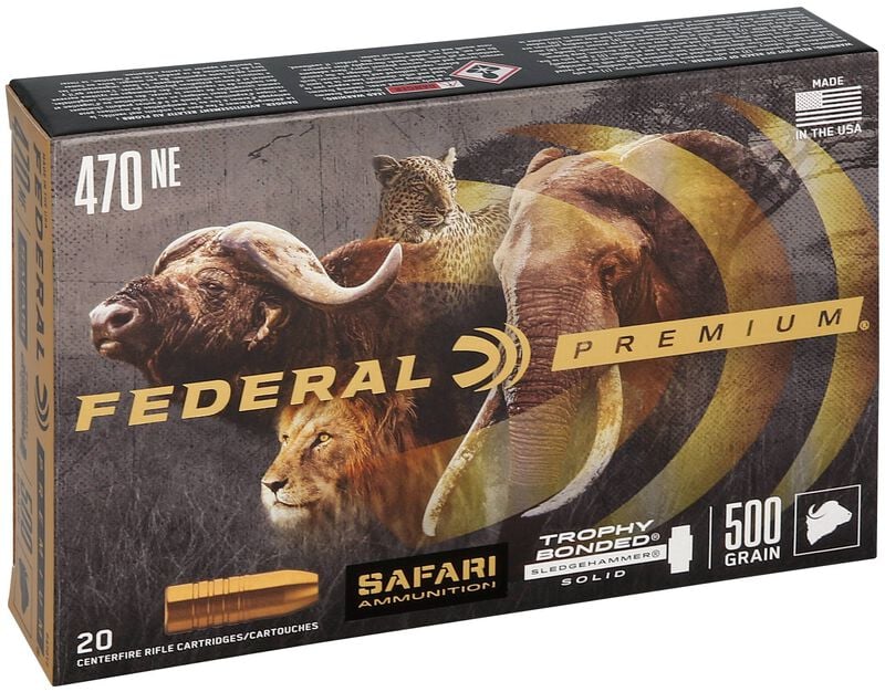 Safari Trophy Bonded Sledgehammer Solid, 470 Nitro Express, 500 Grain, Trophy Bonded Sledgehammer Solid, 2150 fps