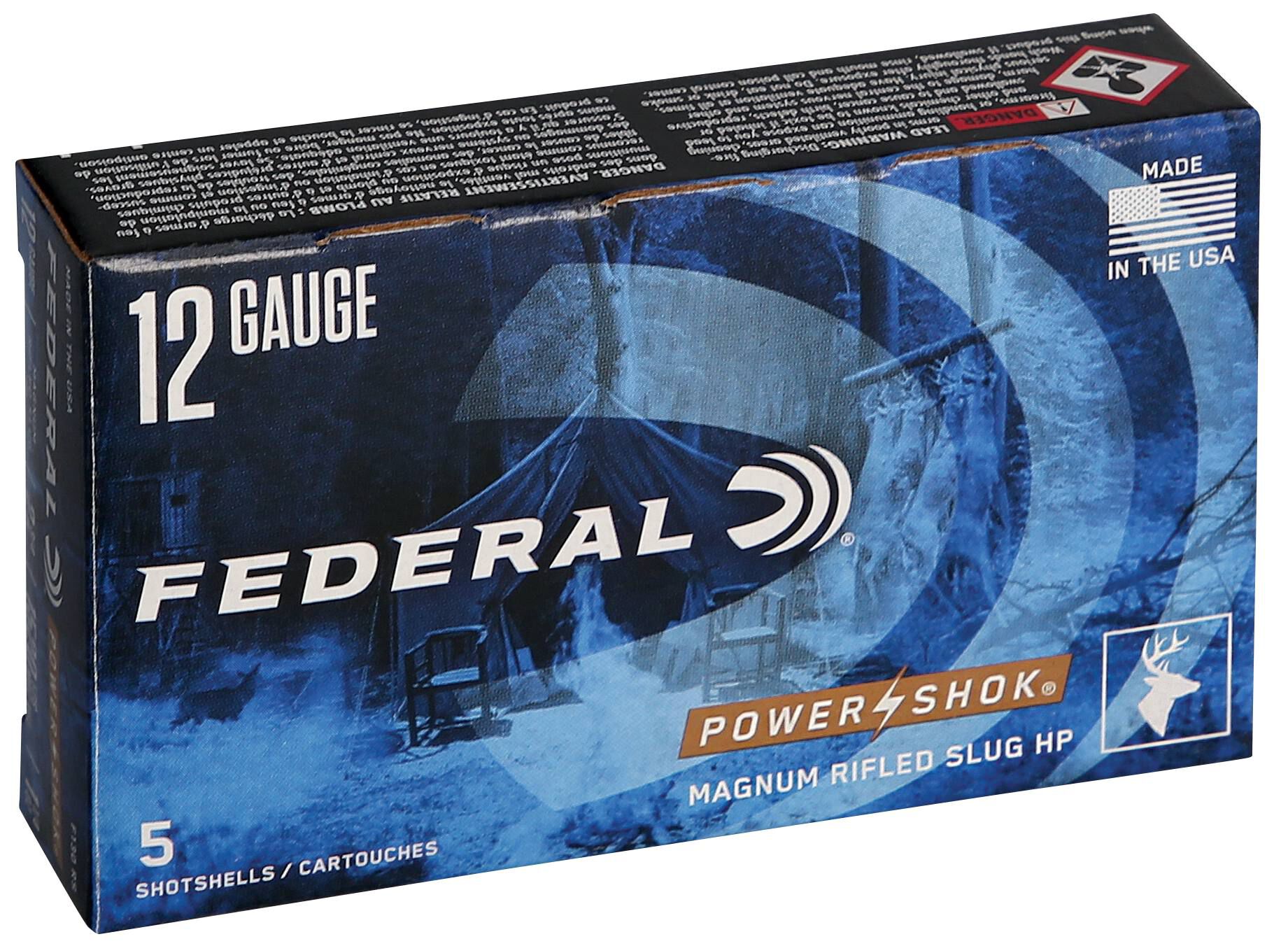 Federal Power-Shok 12ga Magnum Slug HP 2-3/4in 1-1/4oz – Hard-Hitting Rifled Slug, 5 Rounds 3 Federal Power-Shok 12ga Magnum Slug HP 2-3/4in 1-1/4oz – Hard-Hitting Rifled Slug, 5 Rounds - Image 3