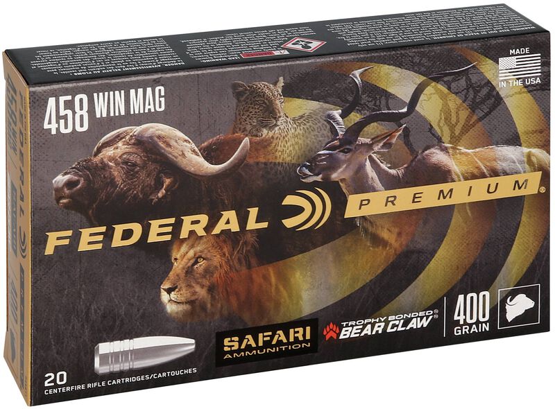 Safari Trophy Bonded Bear Claw, 458 Win Magnum, 400 Grain, Trophy Bonded Bear Claw, 2250 fps