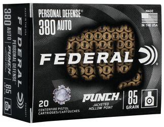 Personal Defense Punch, 380 Auto, 85 Grain, Jacketed Hollow Point, 1000 fps
