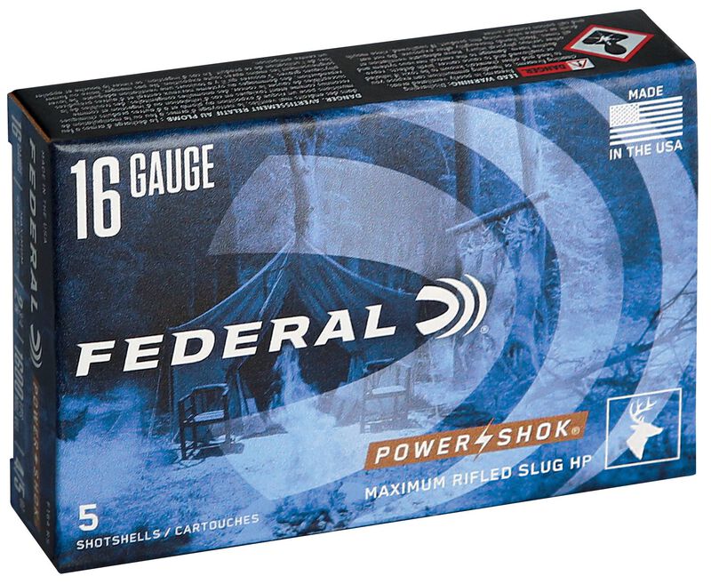 Power-Shok Rifled Slug, 16 Gauge, 350 Grain, 2-3/4 in, 1600 fps