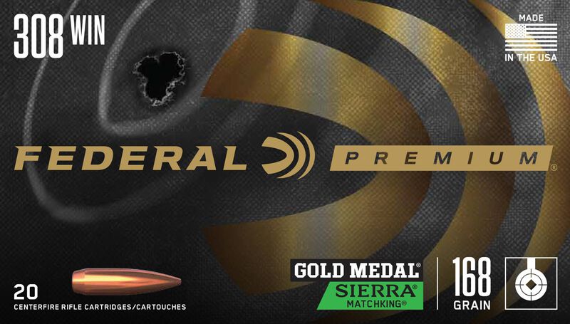Gold Medal Sierra MatchKing, 308 Win, 168 Grain, Sierra Matchking Boat-Tail Hollow Point, 2650 fps