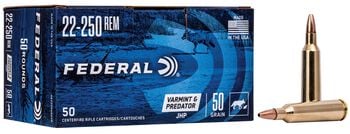 Varmint & Predator, 22-250 Rem, 50 Grain, Jacketed Hollow Point, 3850 fps