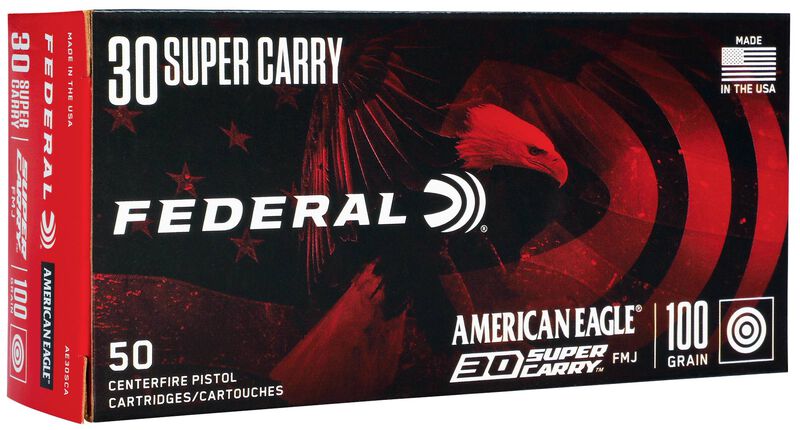 American Eagle Handgun, 30 Super Carry, 100 Grain, Full Metal Jacket, 1250 fps