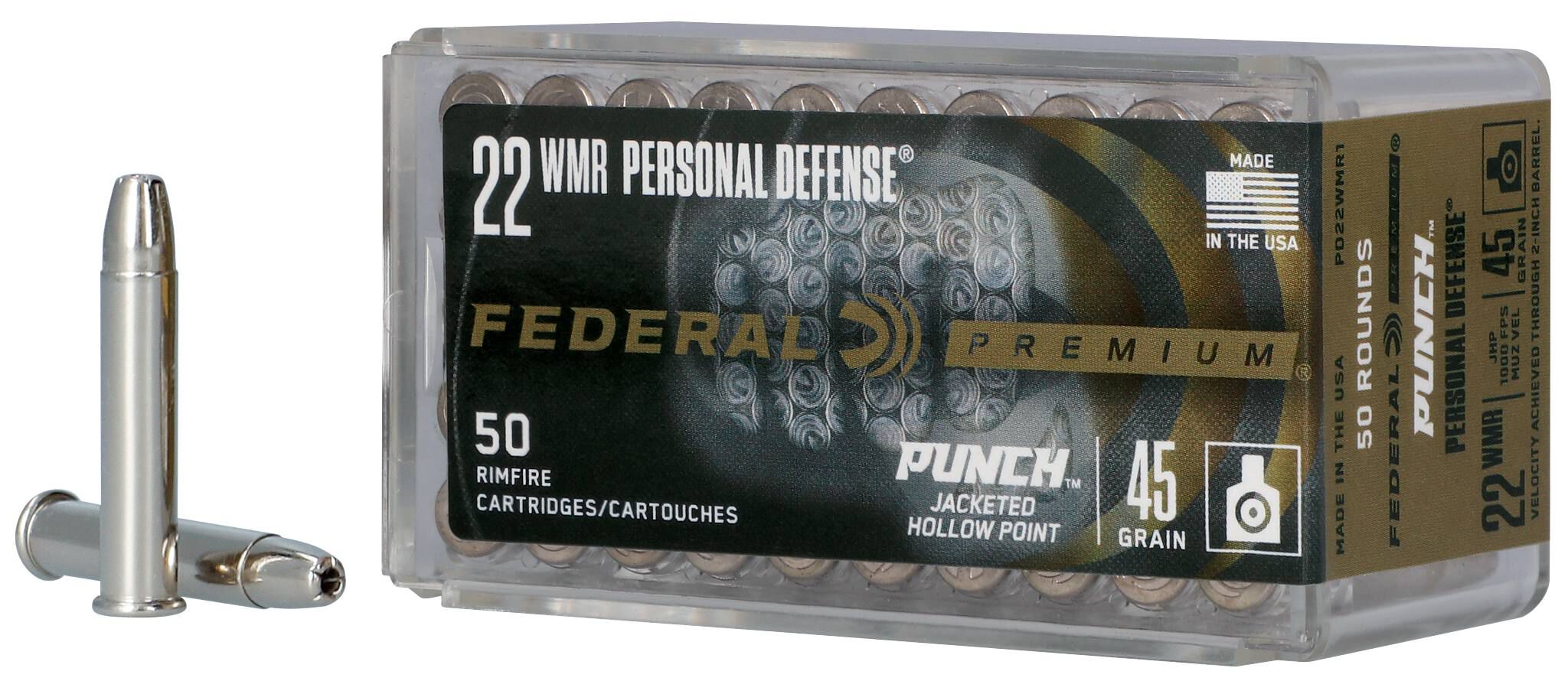 Federal 22 WMR 45gr Punch JHP – Proven 22 WMR Rimfire Defense Ammo, 1000 fps, 50 Rounds - Image 4