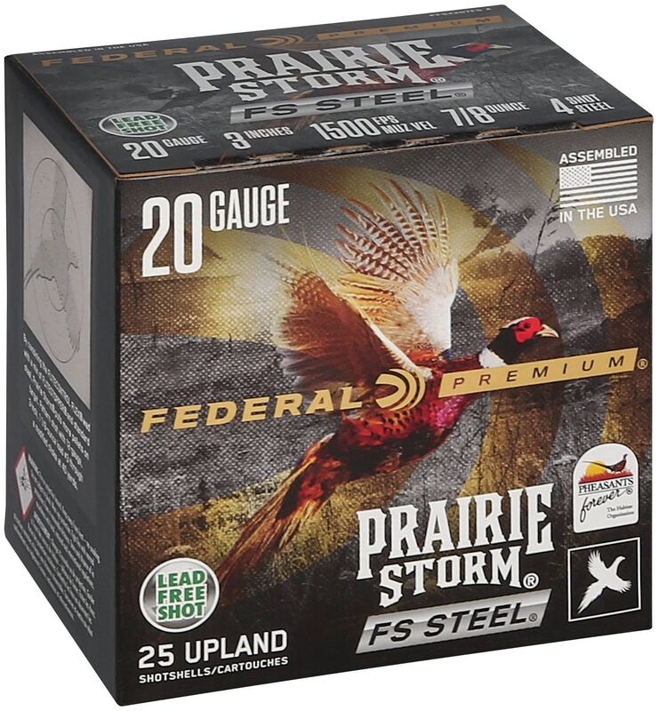 Prairie Storm FS Steel, 20 Gauge, 4 Shot, 3 in, 7/8 oz, 1500 fps