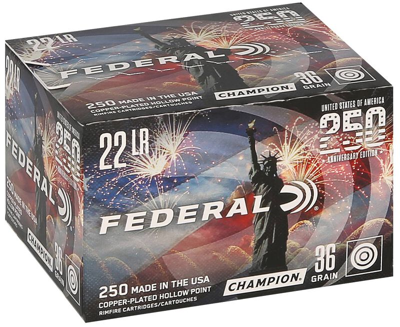 250th Anniversary USA Rimfire, 22 LR, 36 Grain, Copper Plated Hollow Point, 1260 fps
