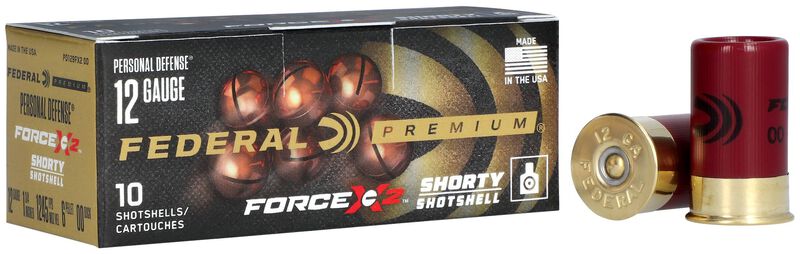 Personal Defense Shotshell Force X2 Shorty, 12 Gauge, 00 Buck Shot, 1-3/4 in, 1245 fps