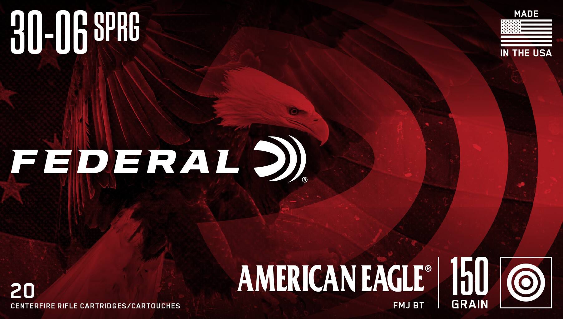 Federal 30-06 150gr FMJBT – Reliable .30-06 Springfield Range Ammo, 2910 fps, 20 Rounds