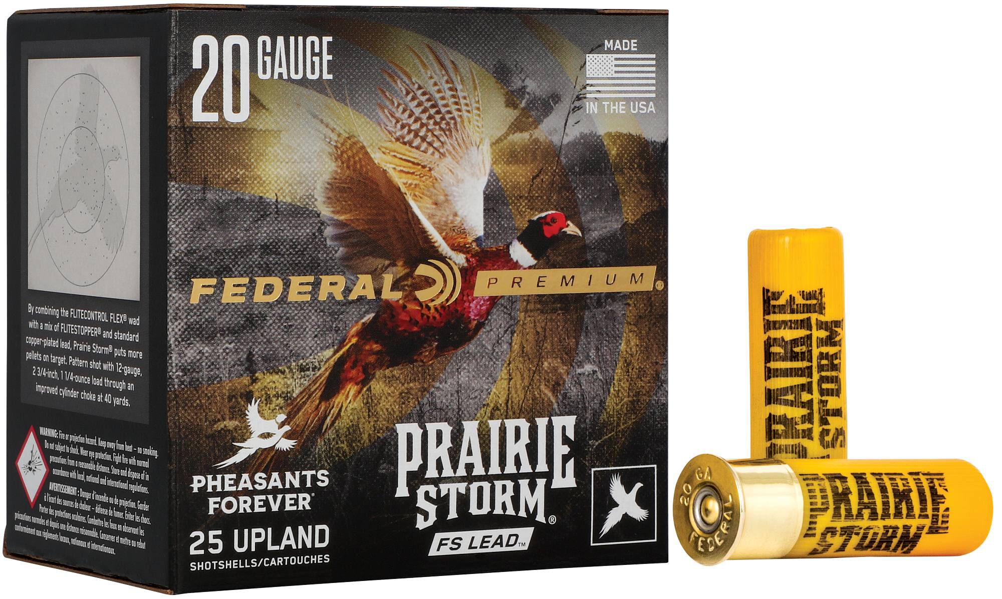 Federal 20ga 1oz #6 Prairie Storm FS – Powerful 20 Gauge Upland Loads, 1350 fps, 25 Rounds
