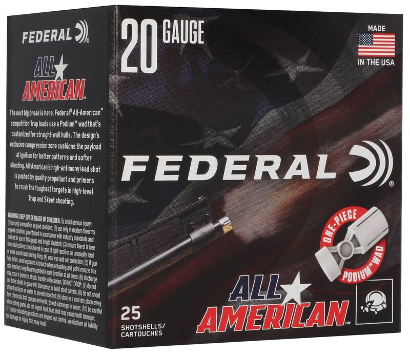All American, 20 Gauge, 8 Shot, 2-3/4 in, 7/8 oz, 1200 fps