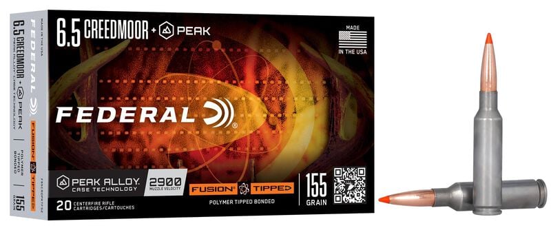 Fusion Tipped Rifle, 6.5 Creedmoor +Peak, 155 Grain, Fusion Tipped, 2900 fps