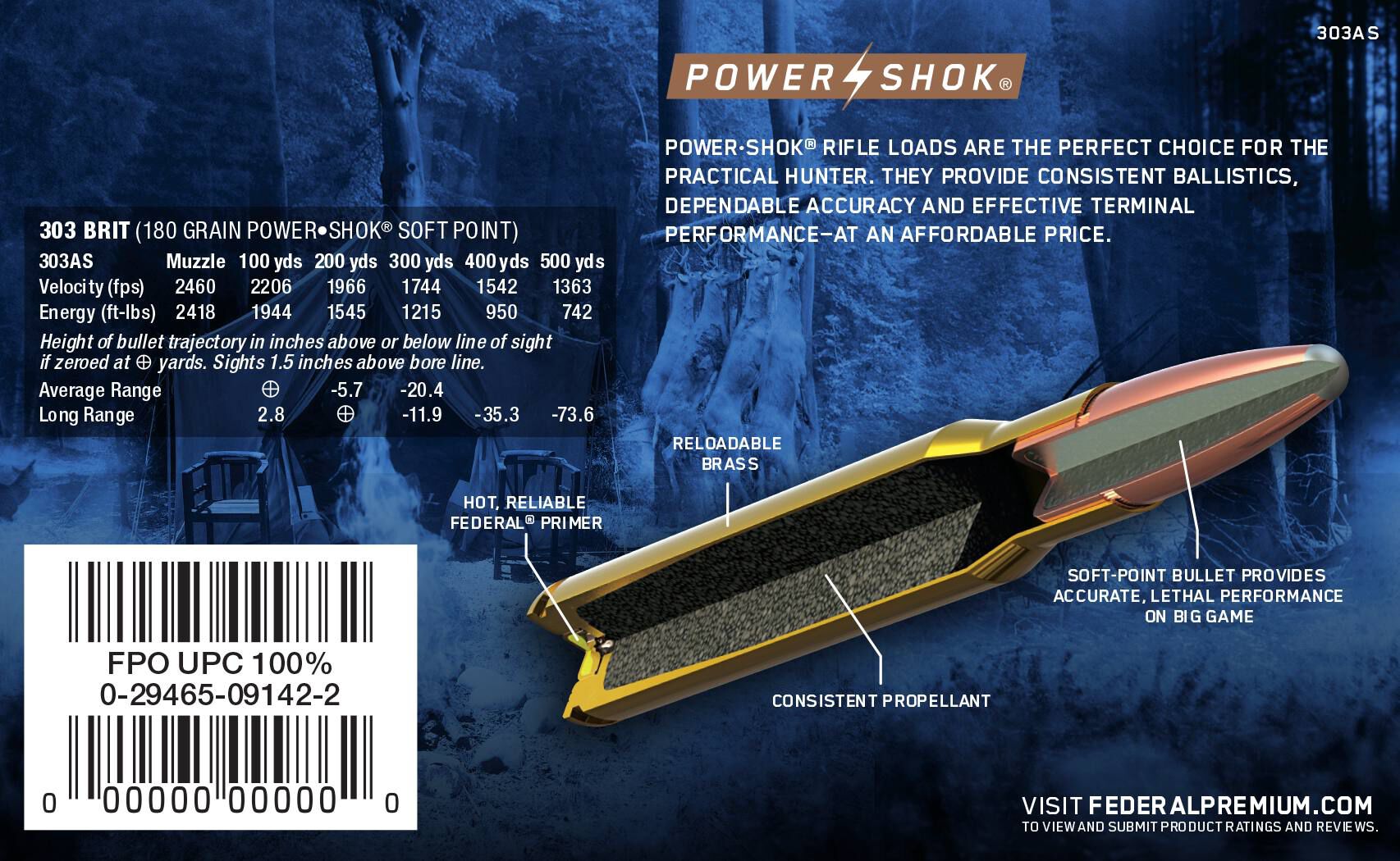 Federal 303 British 180gr Power-Shok Soft Point – Proven Hunting Ammo, 20 Rounds 2 Federal 303 British 180gr Power-Shok Soft Point – Proven Hunting Ammo, 20 Rounds - Image 2