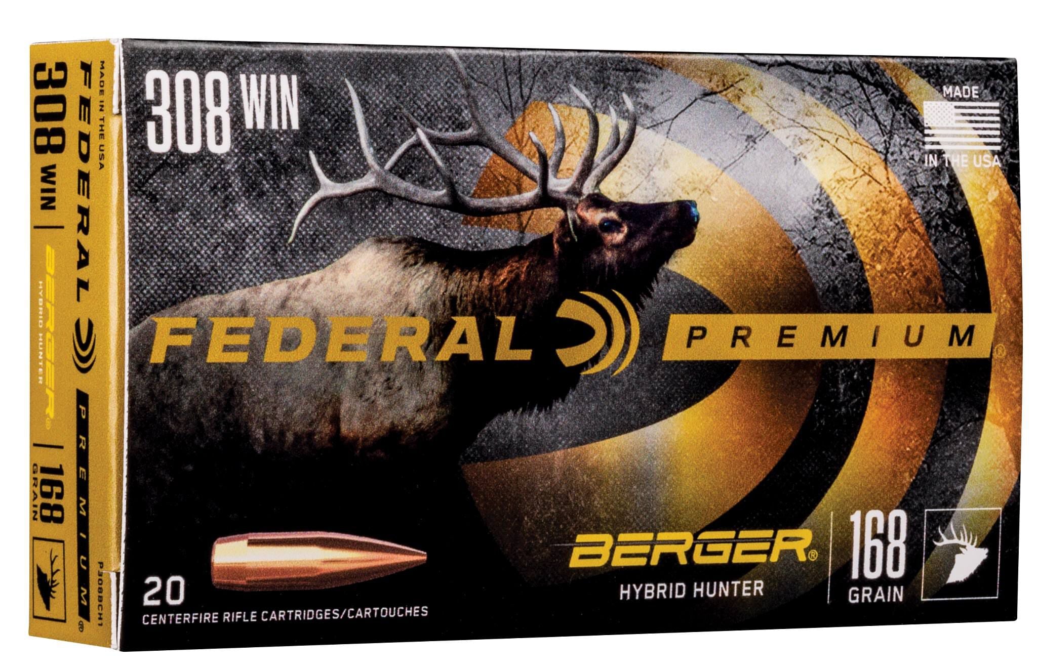 Federal 308 168gr Berger Hybrid Hunter – Powerful .308 Win Long Range Hunting Ammo, 2700 fps, 20 Rounds - Image 3