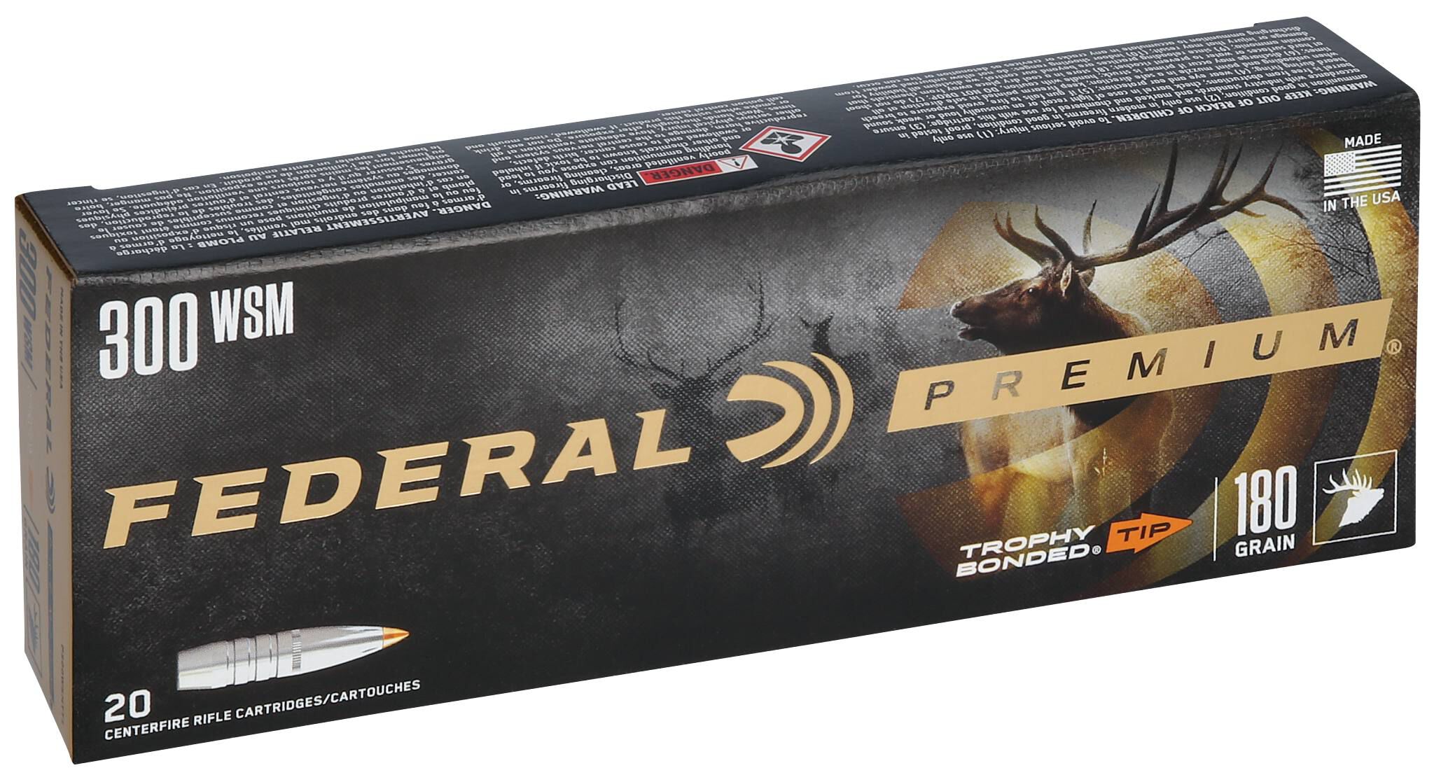 Federal 300 WSM 180gr Trophy Bonded Tip – Powerful .300 WSM Big Game Hunting Ammo, 2960 fps, 20 Rounds - Image 2