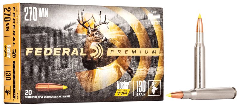 Nosler Ballistic Tip Hunting, 270 Win, 130 Grain, Nosler Ballistic Tip, 3060 fps