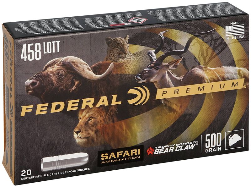 Safari Trophy Bonded Bear Claw, 458 Lott, 500 Grain, Trophy Bonded Bear Claw, 2300 fps
