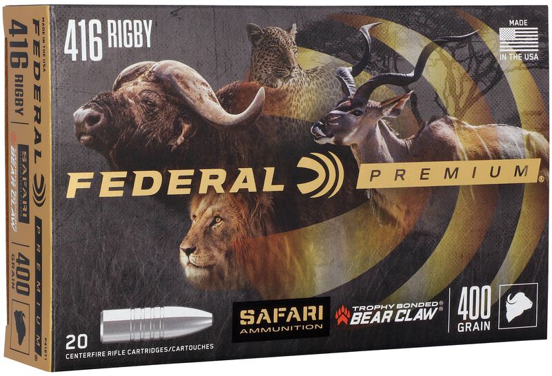 Safari Trophy Bonded Bear Claw, 416 Rigby, 400 Grain, Trophy Bonded Bear Claw, 2300 fps