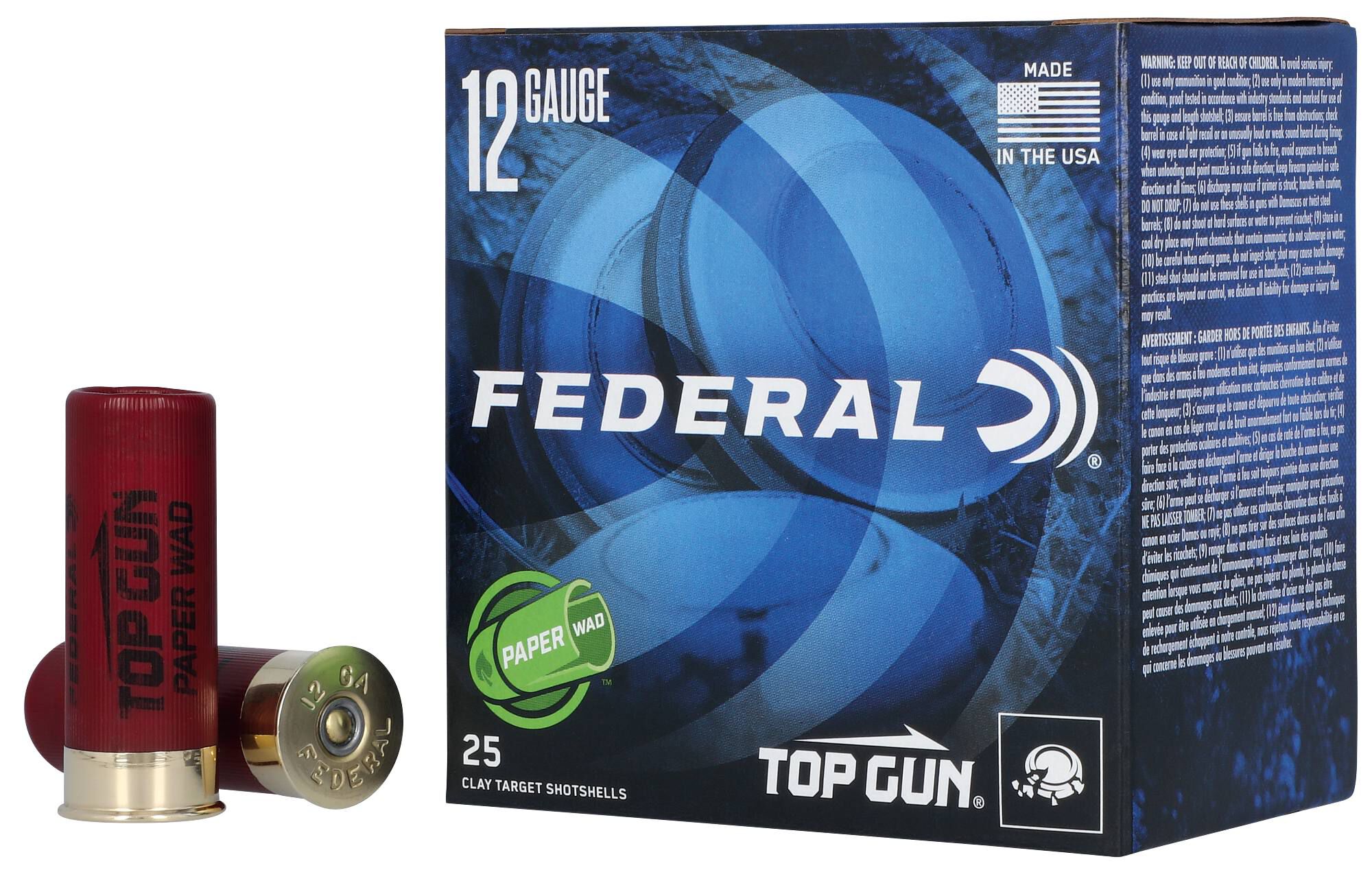 Federal Top Gun Paper Wad 12ga TG12W75 2-3/4in 1-1/8oz #7-1/2 – Reliable Low-Plastic Target Load, 25 Rounds 3 Federal Top Gun Paper Wad 12ga TG12W75 2-3/4in 1-1/8oz #7-1/2 – Reliable Low-Plastic Target Load, 25 Rounds - Image 3