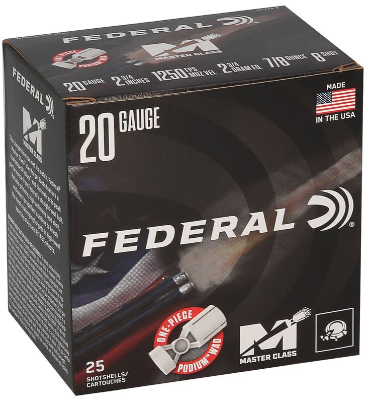 Master Class, 20 Gauge, 8 Shot, 2-3/4 in, 7/8 oz, 1250 fps