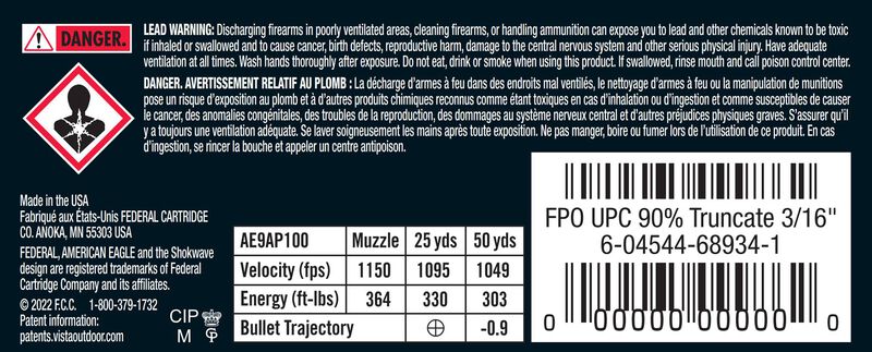 American Eagle Handgun, 9mm Luger, 124 Grain, Full Metal Jacket, 1180 fps